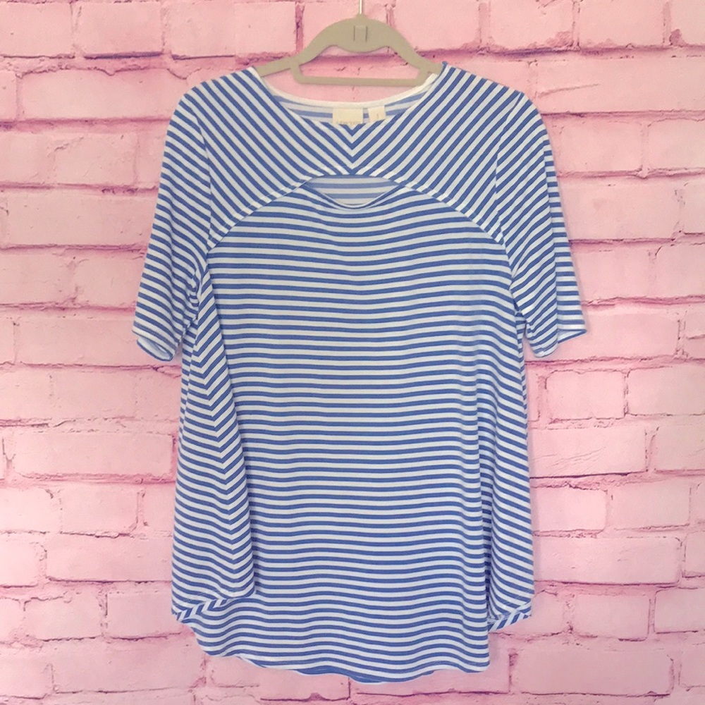 Chico’s Blue Stripe Peek Top